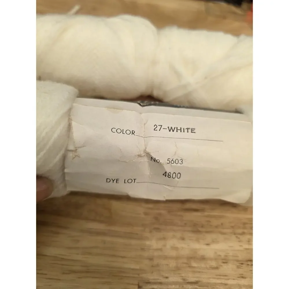 Vintage Fairloom Orlon Sayelle Ivory Acrylic Yarn Skeins Lot of 2
